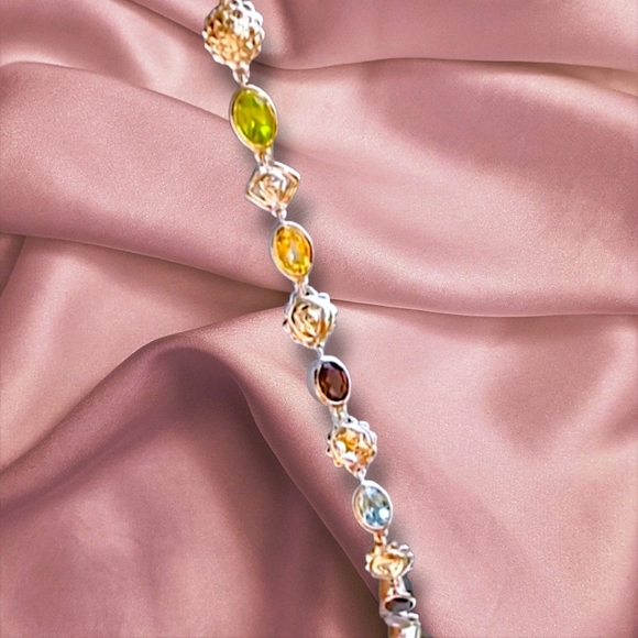 NWT MULTI-GEMSTONE CHAKRA LARIAT NECKLACE IN PLATINUM OVER STERLING SILVER - Picture 5 of 10